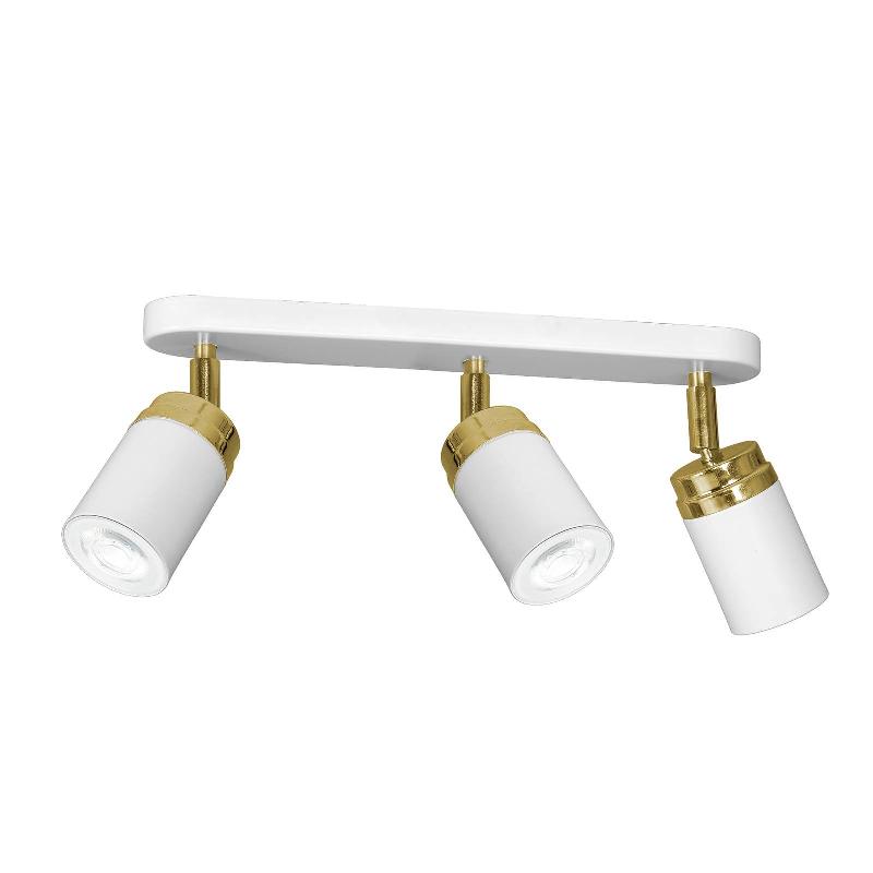 LUMINEX SPOT POUR PLAFOND RONDO BLANC/DORÉ, À 3 LAMPES
