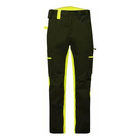 PORTWEST CD881 PANTALON DE TRAVAIL ÉCO-CONÇU WX2 STRETCH NOIR/JAUNE - TAILLE 28