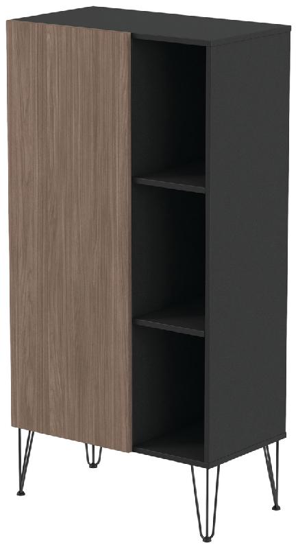 RANGEMENT HAUT JAVA 80 CM 1 PORTE 3 NICHES NOIR/NOYER - MANUTAN COLLECTIVITÉS
