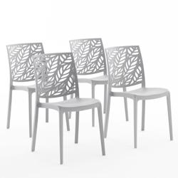 RATTATAN Set 4 Chaises en polypropylène avec fibre de verre empilables pour extérieur et jardin, bar et restaurant, cuisine design moderne - DAFNE -_0