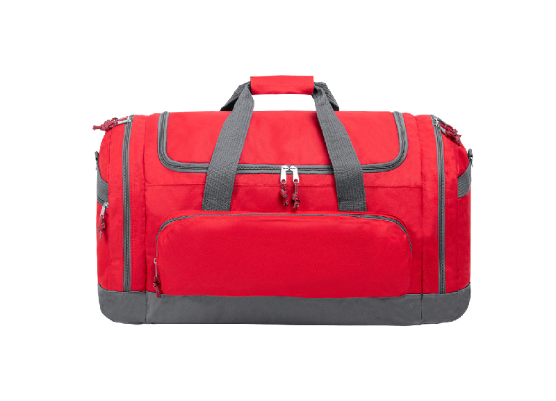 Sac de sport - polyester 600D - plusieurs compartiments zippés - bandoulière réglable - couleur rouge_0