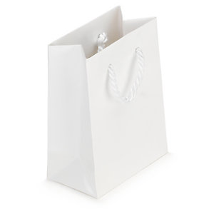SAC PELLICULÉ BRILLANT BLANC À POIGNÉES CORDELIÈRES 12 X 16 X 7 CM