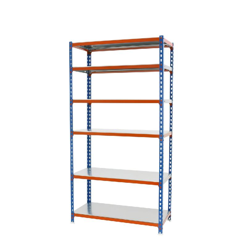 SimonRack Rayonnage métallique, 2500x800x500 mm, 6 niveaux, tablette métallique, 180 kg au point de flexion, Bleu/Orange/Galvanisé - Simonclick - m_0