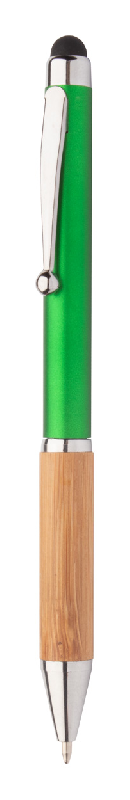 Stylo à bille stylet - plastique et bambou - finition métallique - encre bleue - couleur vert_0