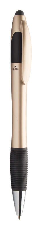 Stylo à bille stylet en plastique - grip en caoutchouc - embout chromé - encre noire, bleue et rouge_0