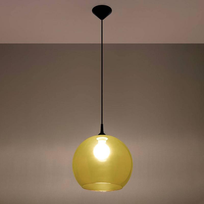SOLLUX LIGHTING SUSPENSION COLOUR, ABAT-JOUR EN VERRE JAUNE