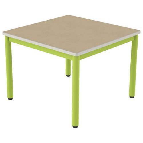 TABLE CARÉLIE 80X80 T3 STR POLY. HÊTRE MIEL BEIGE/VERT ACIDE - MOBIDECOR