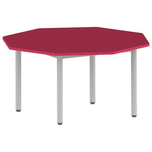 TABLE CARÉLIE OCTOGONALE Ø 120 CM FIXE T4 STRAT CERISE GRIS - MOBIDECOR