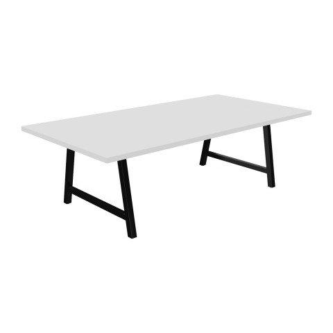TABLE DE RÉUNION SYNERGY L 240 X P 120 X H 74 CM PIED MÉTAL NOIR PLATEAU BLANC