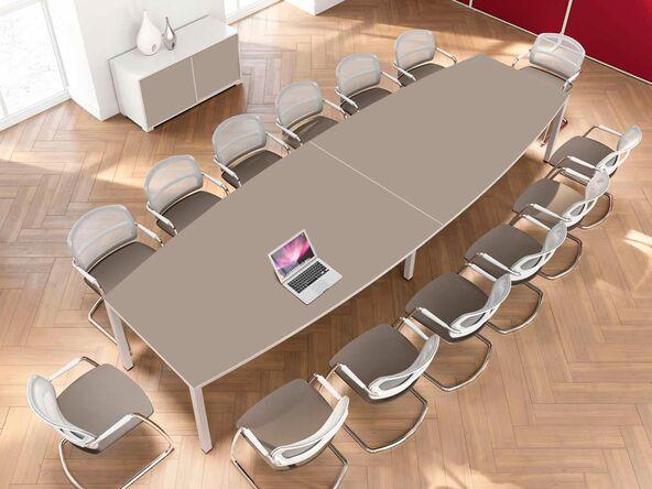 Table de réunion Quarto en Fénix - dimensions 280/400 x 130 cm - Piètement acier_0