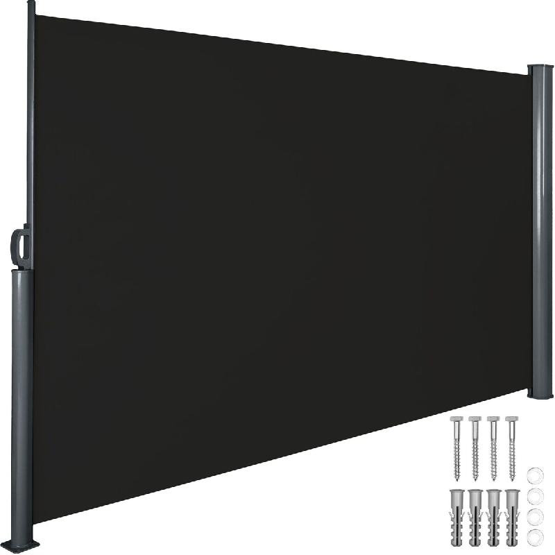 TecTake GmbH TECTAKE, store latéral extensible, mécanisme d'enroulement automatique, toile polyester enduite, noir, 300x9x200 cm - noir multi-matér_0