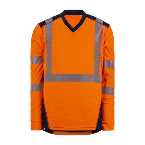 TEE SHIRT BALI MANCHES LONGUES ORANGE/MARINE S - T2S