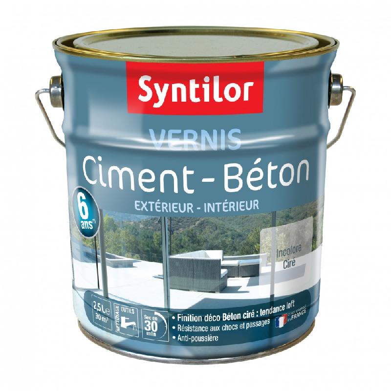 Vernis ciment intérieur / extérieur SYNTILOR - incolore satiné 2.5 L - protection et imperméabilisation des sols en béton_0