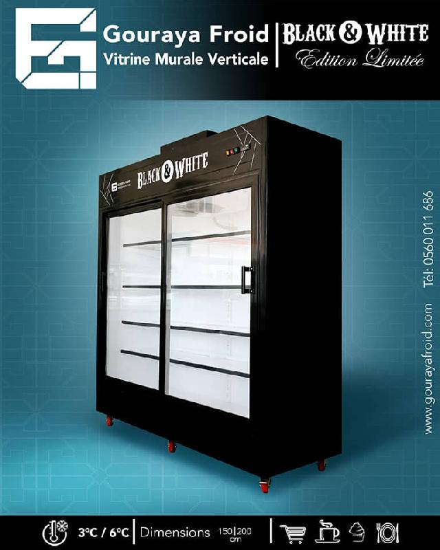 Vitrine réfrigérée standard BLACK & WHITE - Série limitée - 1.50m et 2.00m - Design unique et étales amovibles_0
