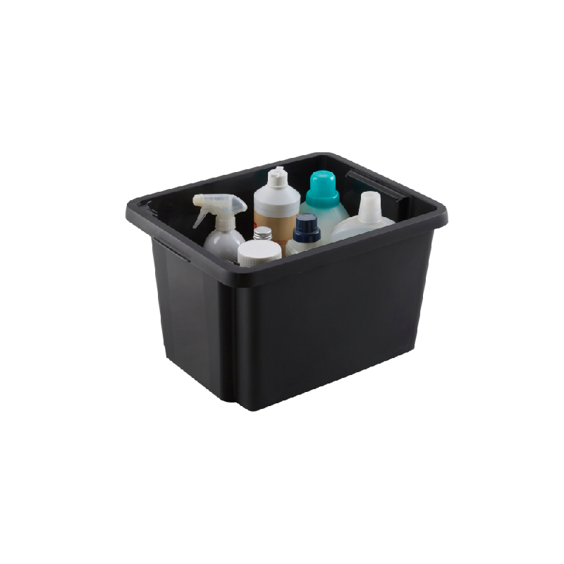 Boîte de rangement noir 26L - polypropylène - non superposable avec couvercle_0