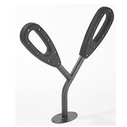 Appui vélos avec anneaux - PAPILLON - 2 vélos - acier gris anthracite - gomme caoutchouc pour protection_0