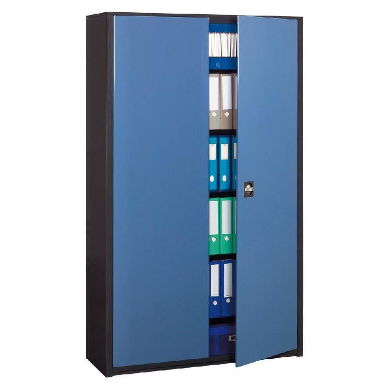 ARMOIRE MÉTAL CLASSTOUT - A PORTES BATTANTES - H. 198  X  L. 120 CM - CORPS ANTHRACITE - PORTES BLEU