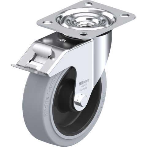 BLICKLE - ROULETTE PIVOTANTE À FREIN Ø 125MM BANDAGE CAOUTCHOUC NR 150KG - LE-POEV 125R-FI-SG