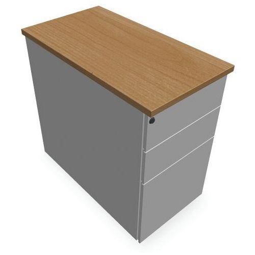 CAISSON 3 TIROIRS P.80CM L.432CM H.73CM BLANC/HÊTRE - EOL