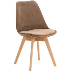 Décoshop26 - Chaise de salle à manger x1 design scandinave en velours marron et pieds en bois clair 10_0002281 - marron 3000250936156_0