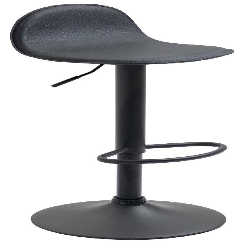 Décoshop26 - Tabouret de bar x1 avec repose-pieds en PVC noir pied trompète en métal noir 10_0005071 - noir métal 3000252445151_0