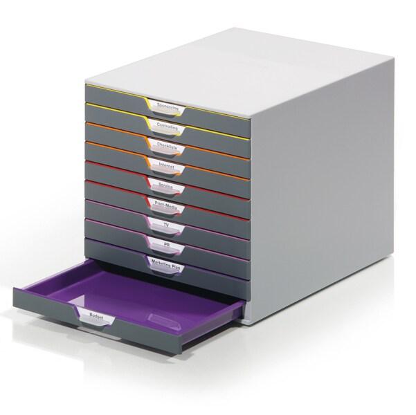 Durable VARICOLOR 10 tiroirs, coloris gris/5 couleurs - multicolore plastique 7610-27_0
