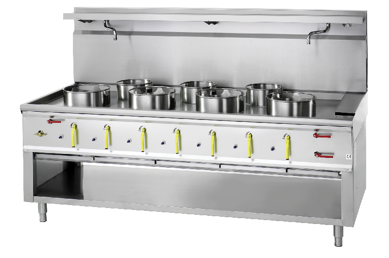 Fourneau wok 7 bruleurs avec rideau d'eau asia ii cr  BERTRAND - turbo_0