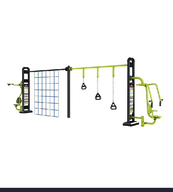 Grand portique push pull avec TRX et filet à grimper - Gamme stations COMBO_0