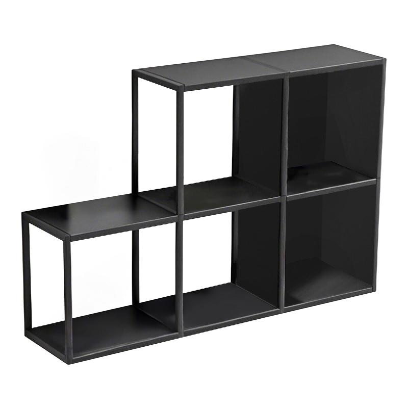 Helloshop26 - Set de 5 étagères murales avec fond et panneaux latéraux acier 28 x 28 x 20 cm noir - 3000225336943_0