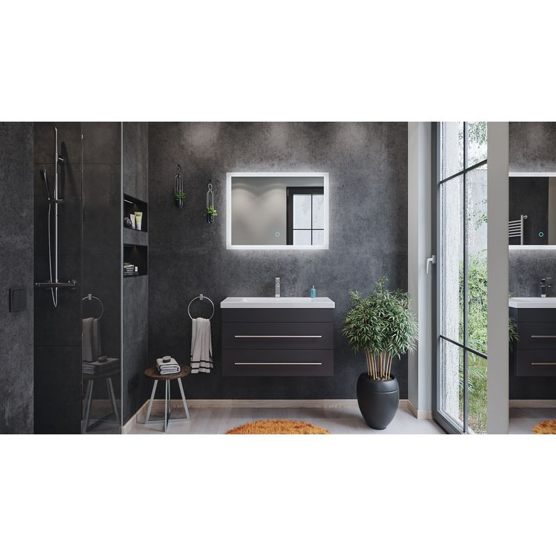 Emotion Meuble Salle De Bain Mars 800 Slimline Noir Satine