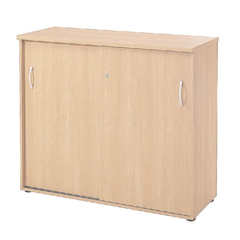 MEUBLE MI-HAUTEUR NF ENVIRONNEMENT PORTES COULISSANTES - H.104 X L. 120 X P. 48 CM - CHÊNE - PORTES CHÊNE