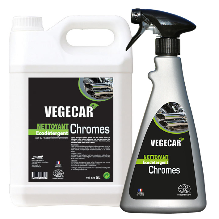 Nettoyant chromes végécar - Rénovateur pour métaux phosphatés ou oxydés - 99% d'ingrédients naturels - Réf B001051 et B001050_0