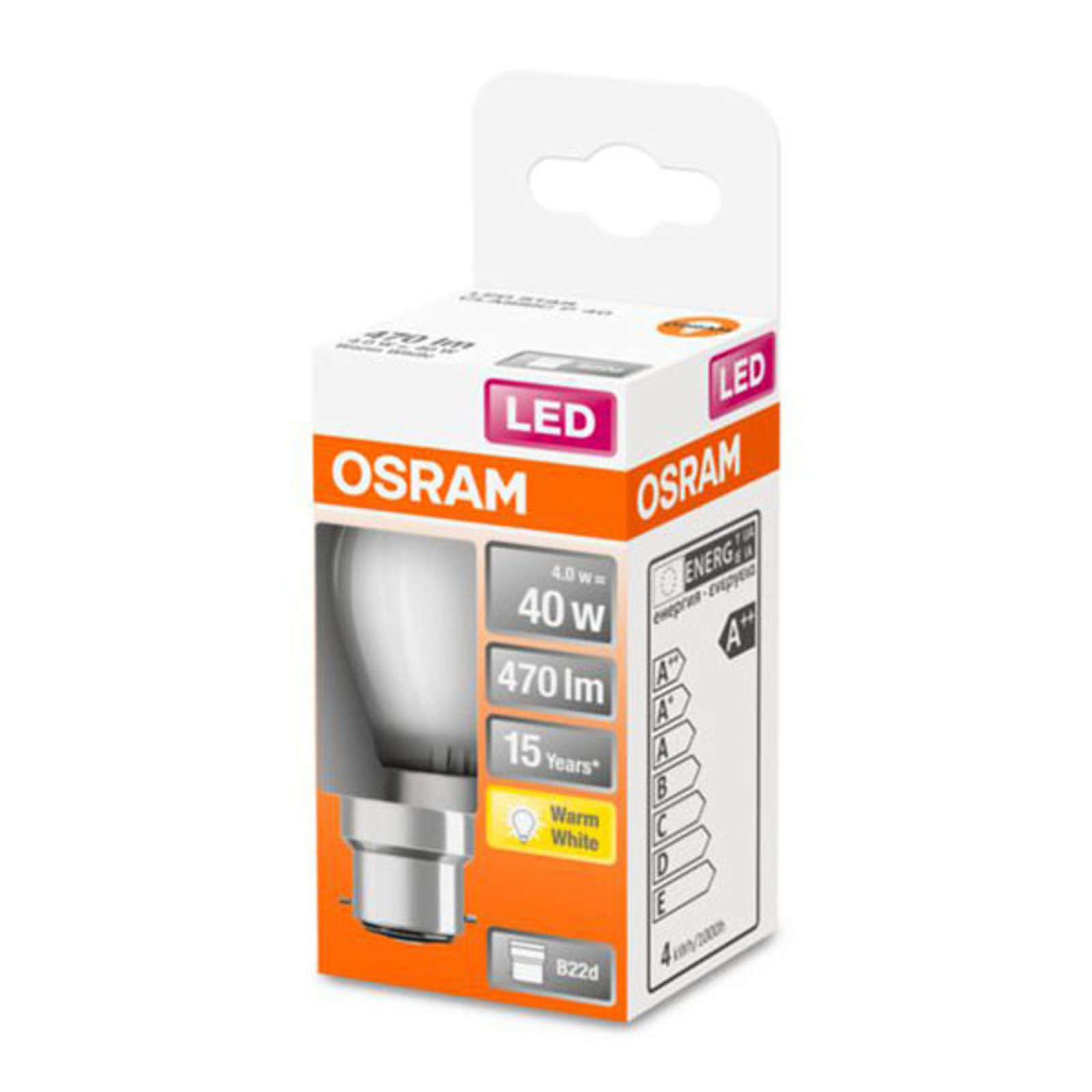 AMPOULE GOUTTE LED OSRAM B22D 4W 2.700K MATE