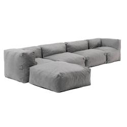 Oviala Business Salon d'angle modulable 5 places gris - Oviala - gris polyester 111344_0