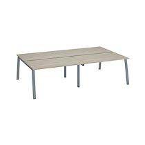 Pôle de 4 bureaux droits chêne gris L 140 x P 80 cm piétement métal aluminium - Arch_0