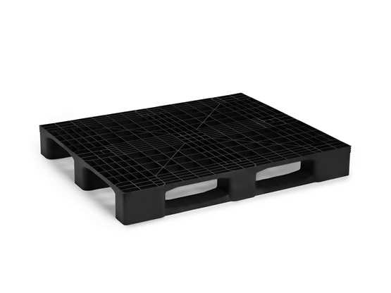 Palette plastique 1000 x 1200 - Plancher ajouré, 3 semelles, pour secteurs pharmaceutiques ou vente au détail - MED1012/OD/PE/3S_0