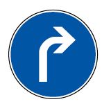 Panneau de direction obligatoire - B11c1 - Direction obligatoire à la prochaine intersection à droite_0