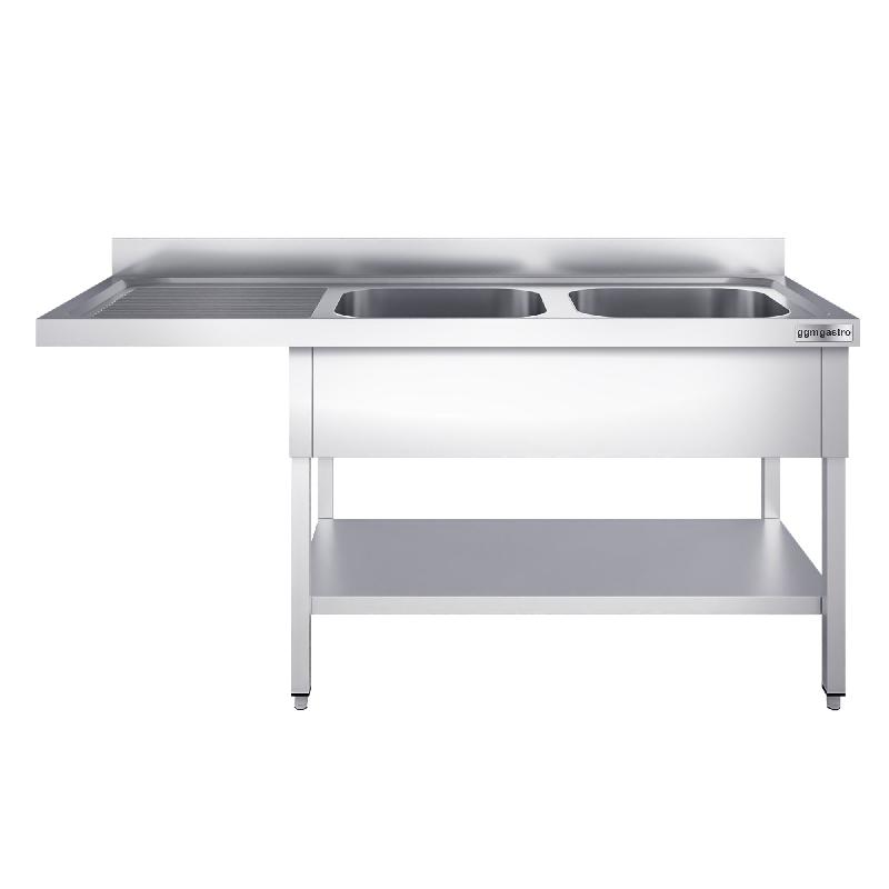 Plonge Inox 2 bacs avec passage lave-vaisselle - P 600 - GGM - 1800 mm bac à droite_0