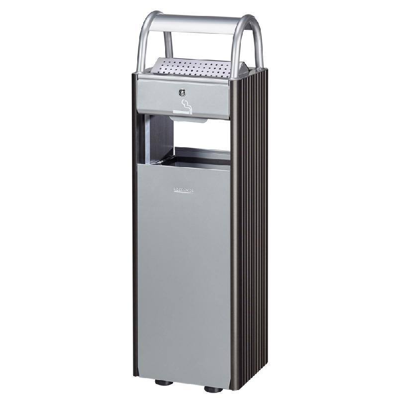 Poubelle avec cendrier Rossignol Kopa sur pied 30 L gris métal_0