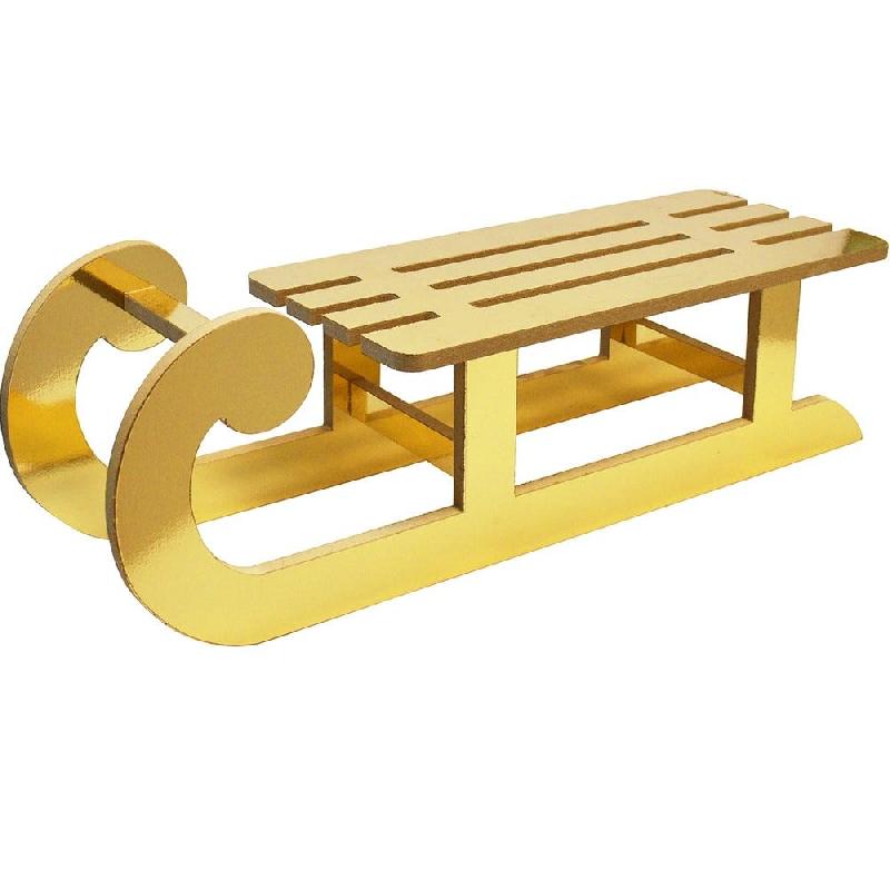 Présentoir luge en bois doré 54x18x18 cm_0
