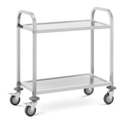 Royal Catering - Chariot de service professionnel en acier inoxydable 64 kg - 2 plateaux 70 x 40 cm - Roulettes pivotantes avec freins_0