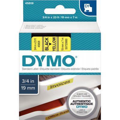 Ruban cassette 19 mm x 7 m noir - Impression noir sur support jaune - Compatible systèmes D1 mono-cassette_0