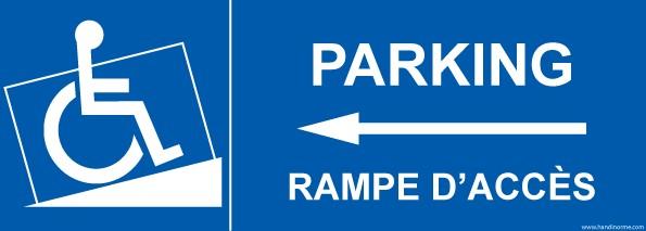 LOT DE 4 - PANNEAU PICTO PARKING, RAMPE ACCÈS - FLÈCHE GAUCHE - 210 X 75 - VINYLE SOUPLE AUTOCOLLANT