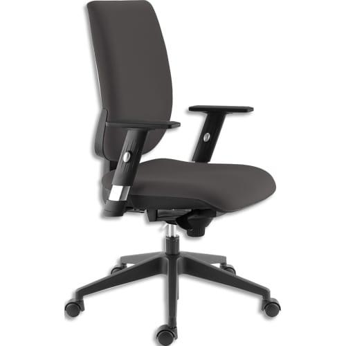 Fauteuil de bureau Sokoa tapissé tissu gris - Dossier réglable - Mécanisme synchrone - Accoudoirs en option_0