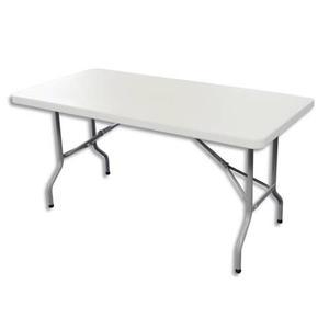 Sodematub - Table rectangulaire pliante en polyéthylène blanc granité - 122x74x61 cm - Haute résistance et traitement UV_0