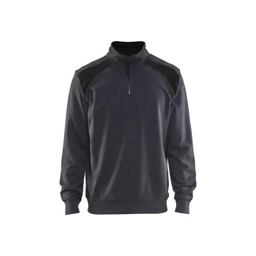 SWEAT CAMIONNEUR AVEC DÉTAILS AUX ÉPAULES - GRIS MOYEN ET NOIR - S BLAKLADER