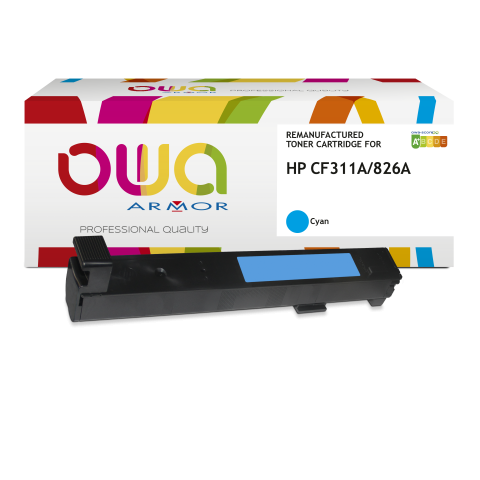 TONER REMANUFACTURÉ OWA - STANDARD - CYAN - POUR HP CF311A - TONER COMPATIBLE