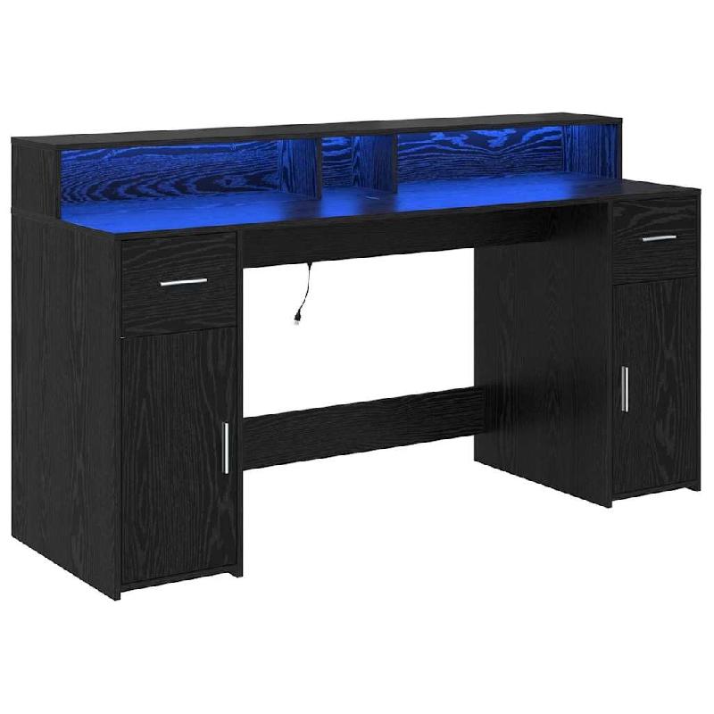 VidaXL Bureau avec porte Chêne noir 160 x 55 x 91 cm Bois d'ingénierie Modèle Titan Panorama Nova - 3365615_0