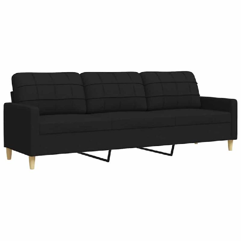 VidaXL Canapé à 3 places Noir 210 cm Tissu Modèle Ovelor - 4007418_0