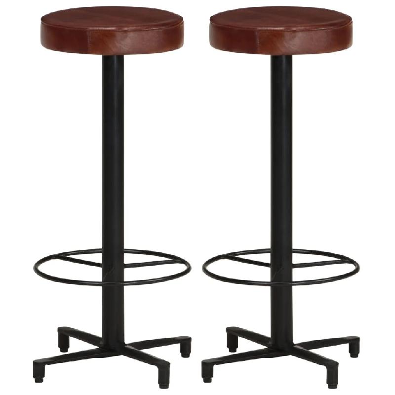 VidaXL Tabourets De Bar Lot De 2 76 Cm Cuir Véritable - 321967_0